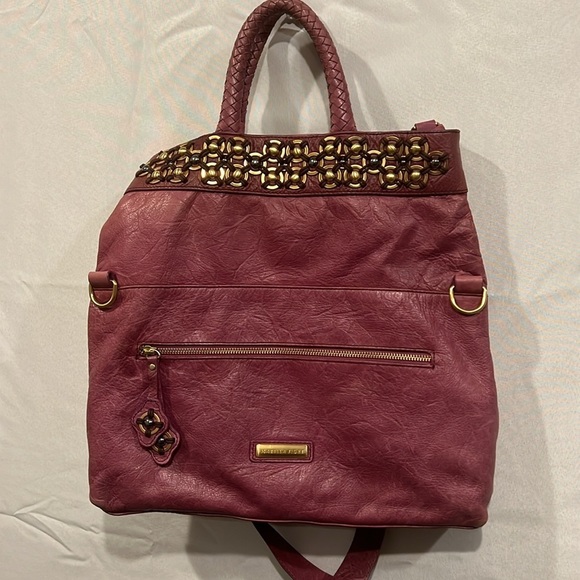 Isabella Fiore Burgundy Tote with Brass Accents - Picture 8 of 16